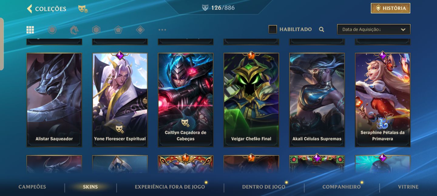Conta com várias skins