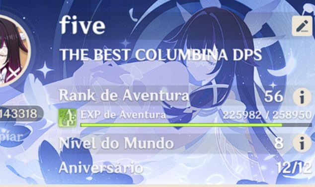 Conta AR 56 GENSHIN COLUMBINA DPS