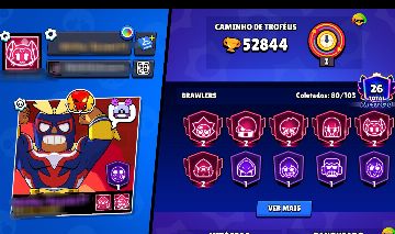 CONTA DE BRAWL STARS 53K | 80 BRAWLERS | 26 PRESTIGIOS | 3 PASSES | 9 HÍPER