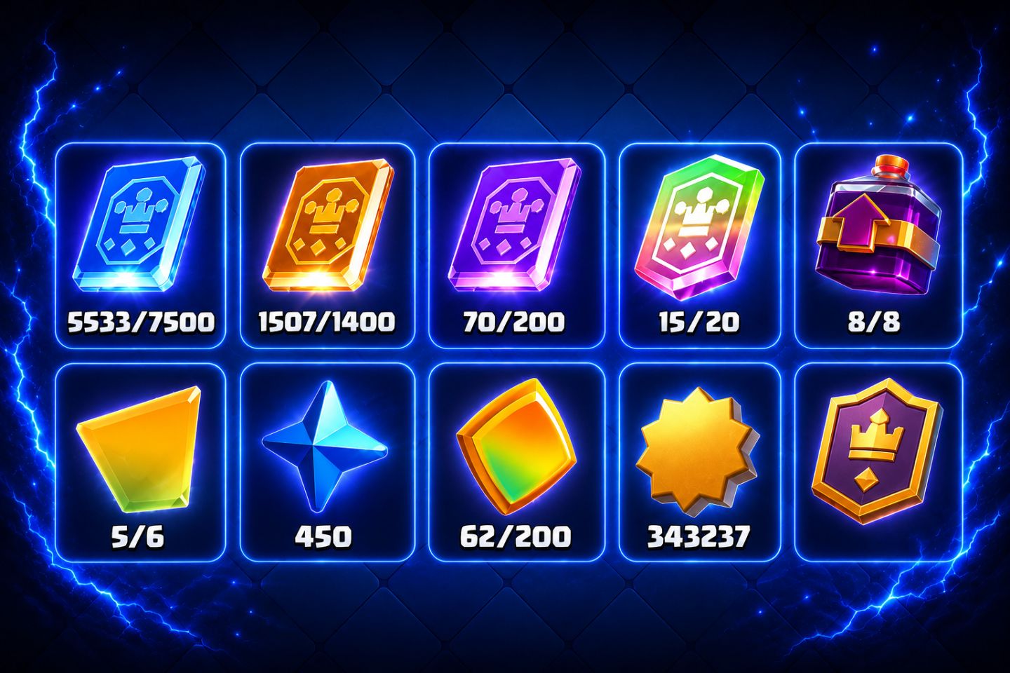 CONTA CLASH ROYALE COMPLETA |CARTAS FULL|153 EMOTES|18 EVOLUÇÕES|10.835 TROFÉUS