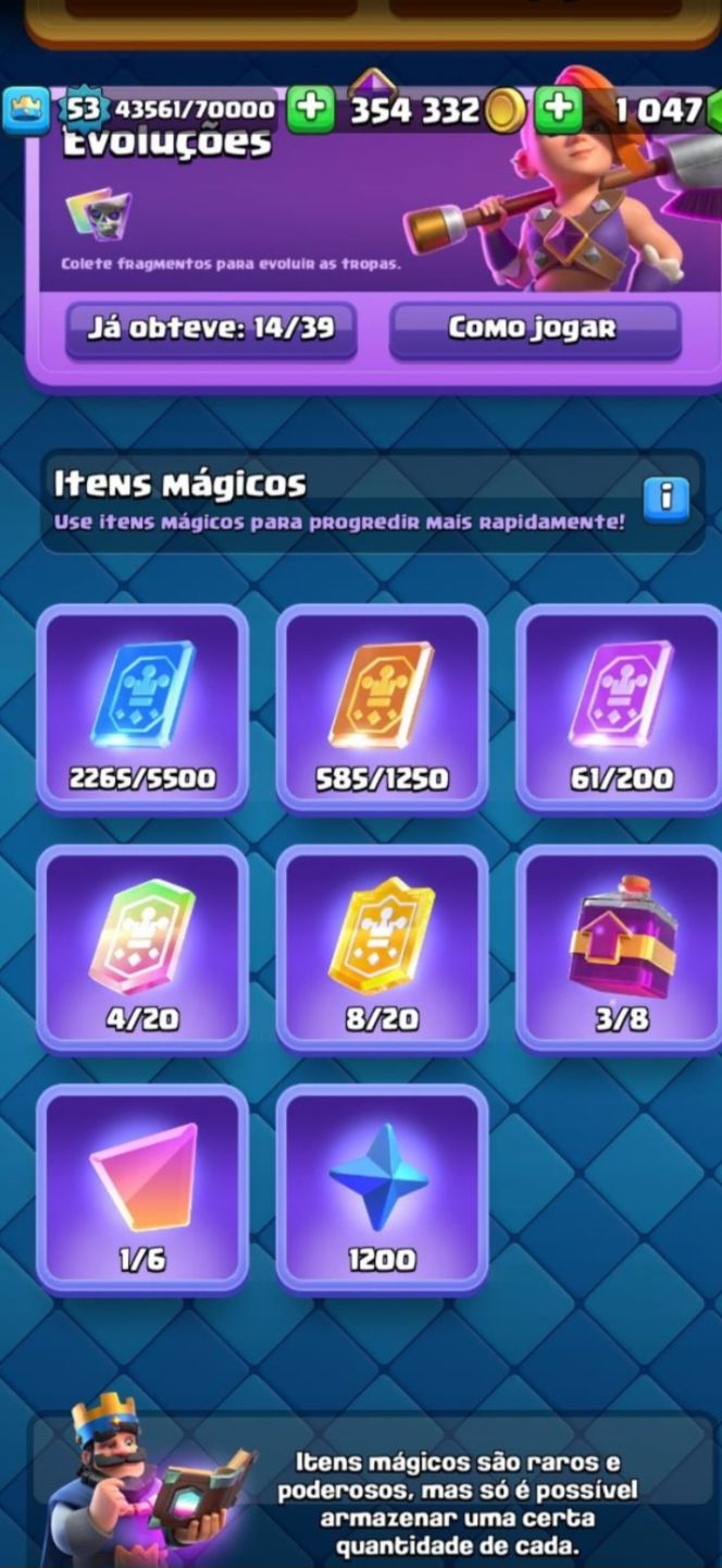 Conta Clash Royale, 10k de Trofeu, 14 Evolução e muita Carta