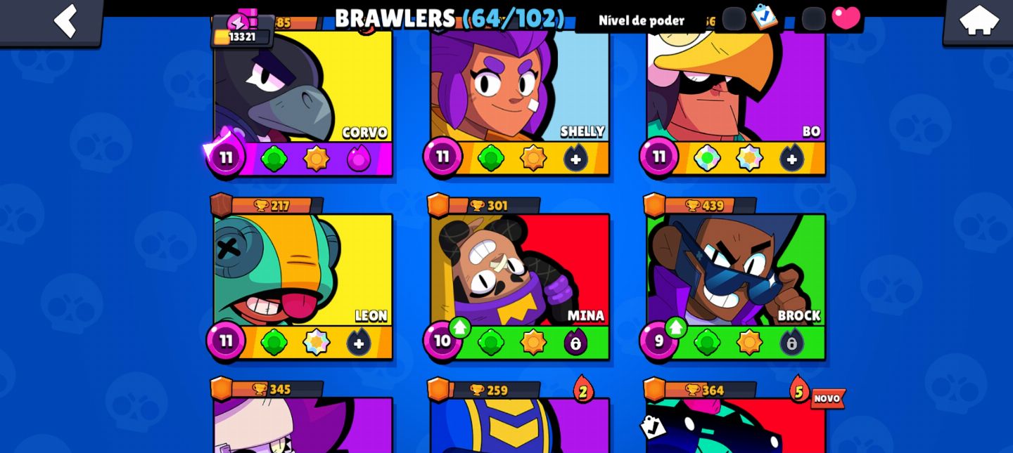 Conta de braw stars 13K de troféu,e muitas skins