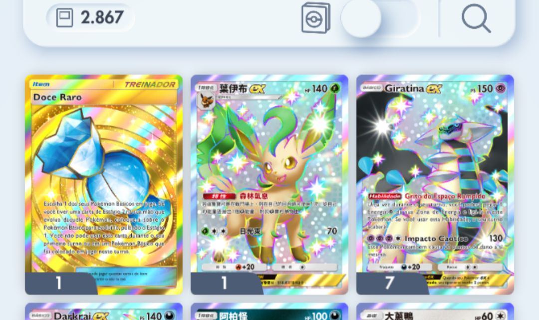 Conta Pokémon TCG - NV 35 com quase 3k cartas, Doce Raro Dourado e muito mais!