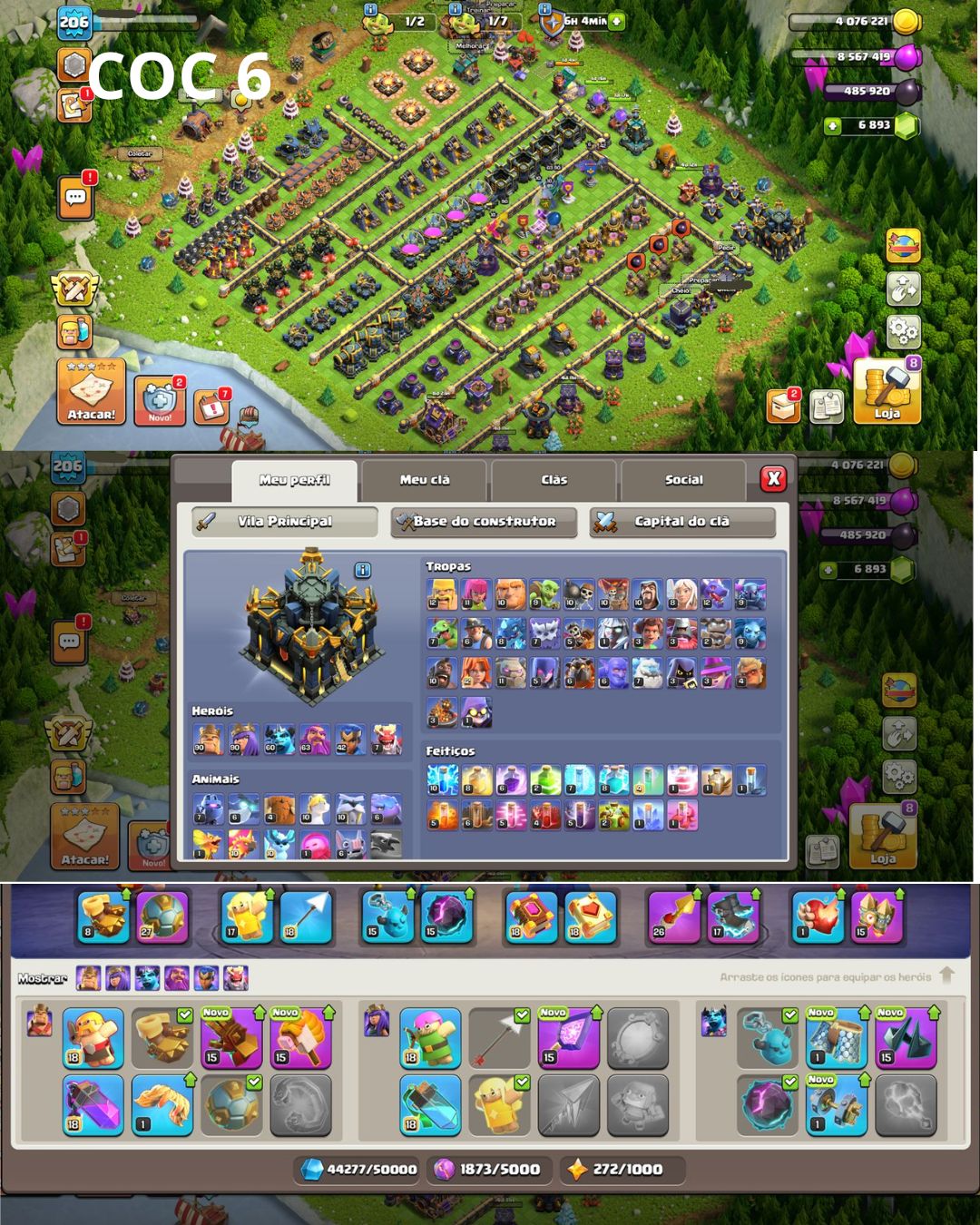 (PROMOÇÃO) CONTAS CLASH OF CLANS CV 9, 10, 12, 13, 15, 16, 17, 18
