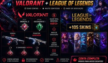 Conta VALORANT E LOL. Ascendente 1 e Platina 4 soloq e Platina 1 flex