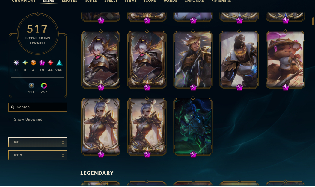 CONTA MAIN VALORANT LOL TFT COM SKINS RARAS