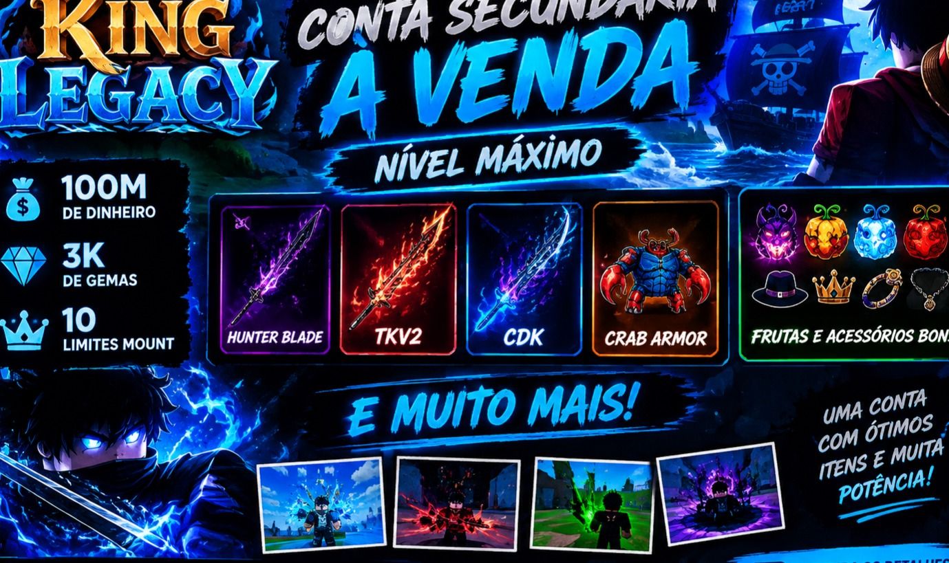 CONTA SECUNDÁRIA DE KING LEGACY À VENDA! Nível Max 119M de dinheiro 3K de gem