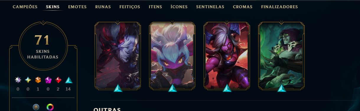 CONTA LEAGUE OF LEGENDS - 71 SKINS - ULTIMATE/MITICAS/LENDARIAS - FULL ACESSO