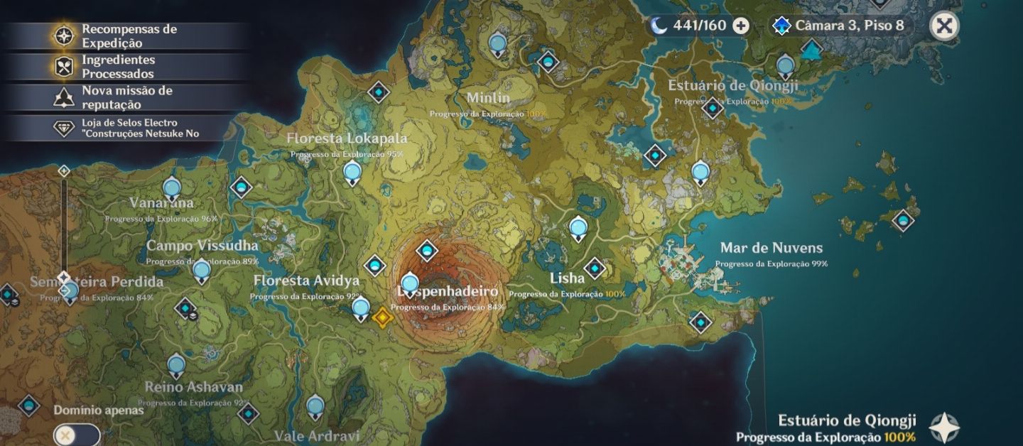 Yelan + BIS + Zhongli + Estrela invernal + Oração perdida aos ventos sagrados