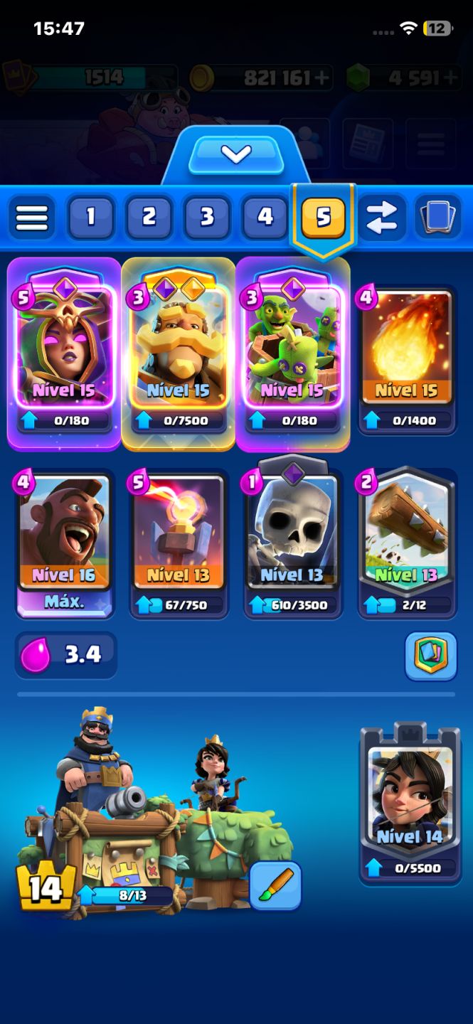Conta Clash Royale com 13 evos e cartas acima do level 14