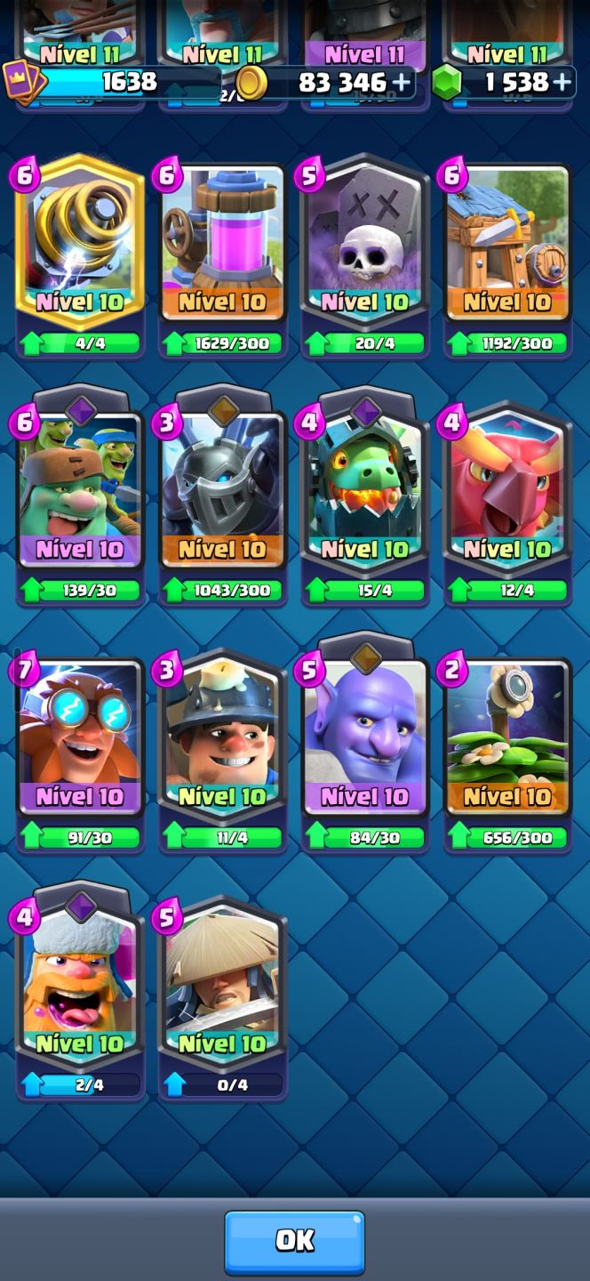 Conta clash royale 12k de troféus com todas as cartas