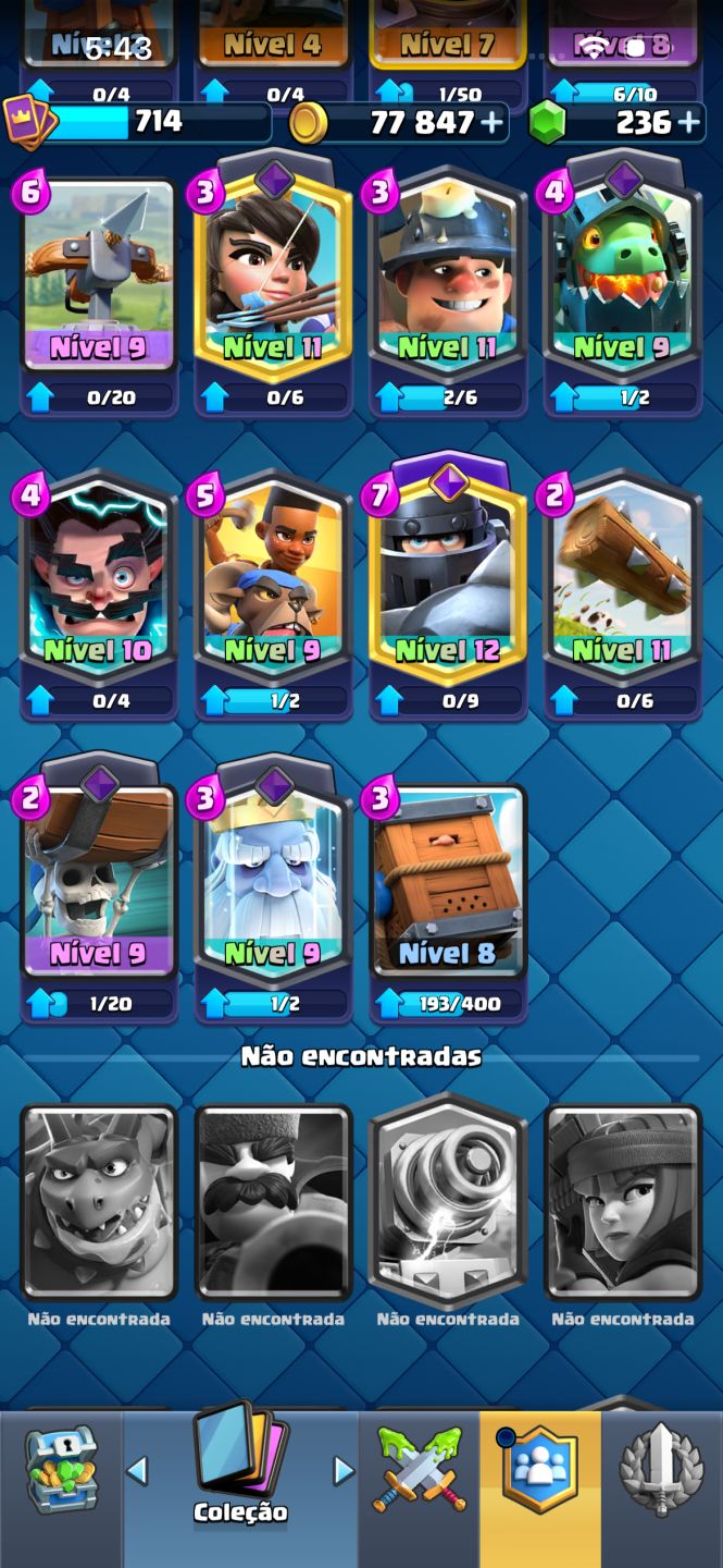 Conta clash Royale com mega cavaleiro nível 12 arena 12 mais princesa nível 11