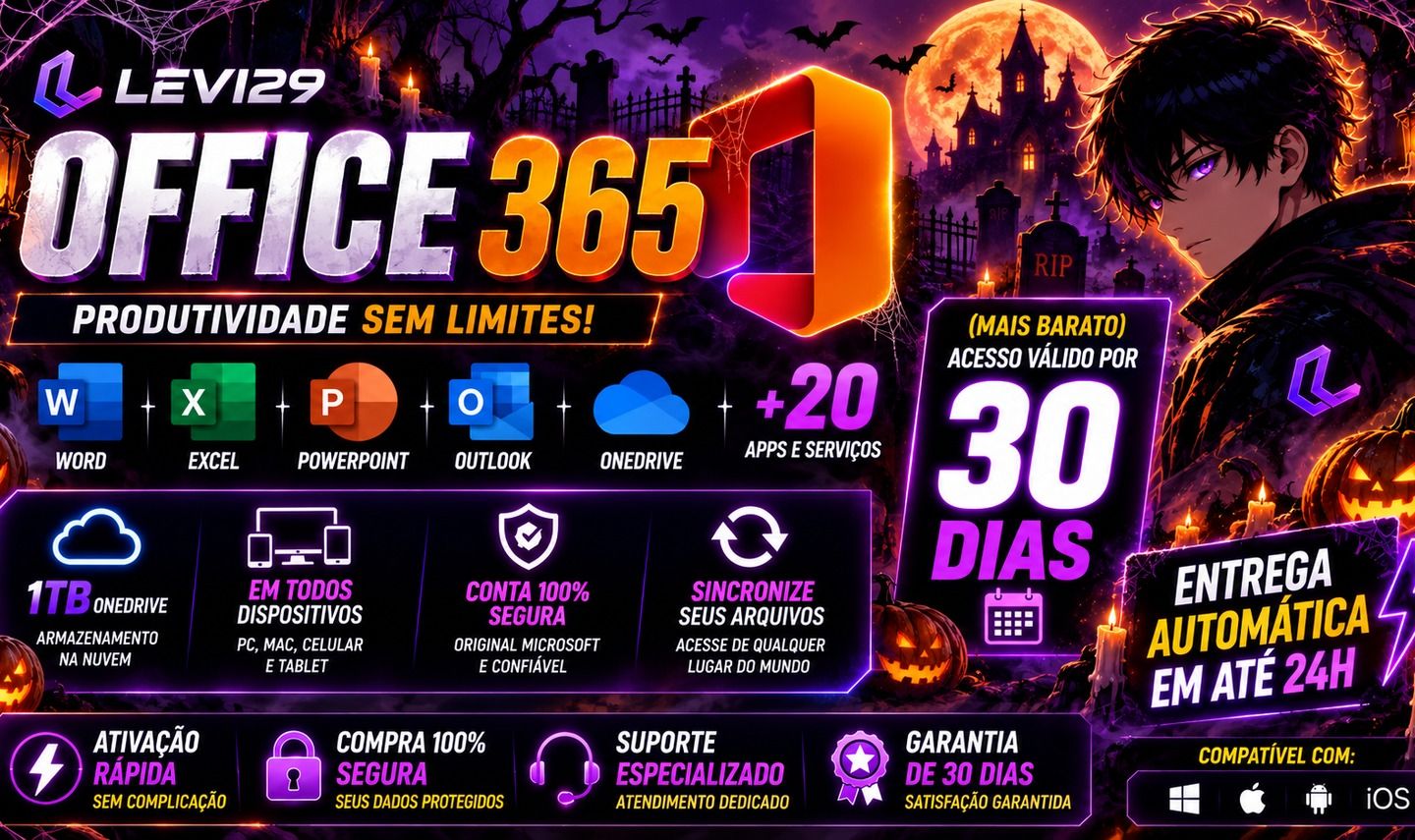 (MAIS BARATO) MICROSOFT OFFICE 365 (30 DIAS) | WORD + EXCEL + 1TB ONEDRIVE