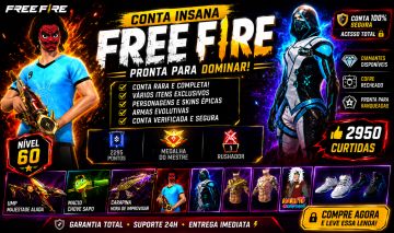 Conta FF Lv.60 + Naruto + Fênix Azul + 200 Peitas + Armas Evo