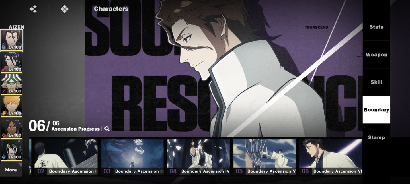 CONTA DE BLEACH SOUL RESONANCE COM AIZEN B6, TRUE B2, ULQUIORRA B1 E ETC..