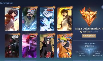 Conta de mobile-legends com 456 skins e varias skin colab, naruto, attk e kof