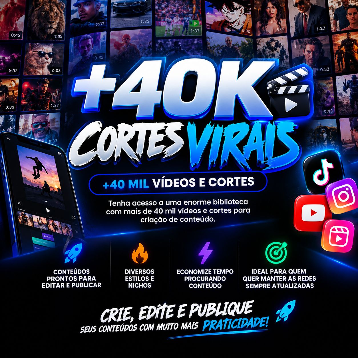 +40k de vídeos cortes virais