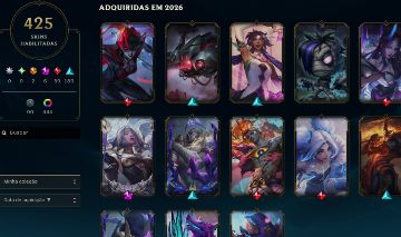 Conta lol e valorant com varias skin e 444chromas425 skin no total.champions2021