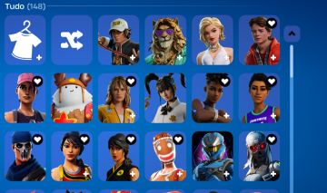 CONTA FORTNITE, com diversas skins e picaretas tryhards, incluindo travis sccot