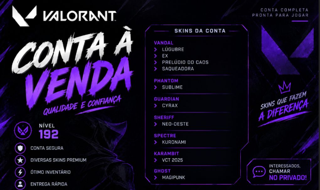 Karambit VCT 2025 + Prelúdio do Caos + Neo oeste, etc