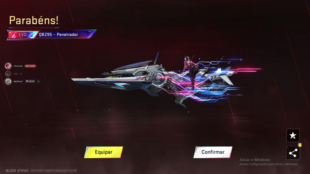 Conta com Skin Evo QBZ95 penetrador e Skin da Elizabeth coloboracao nanatsu