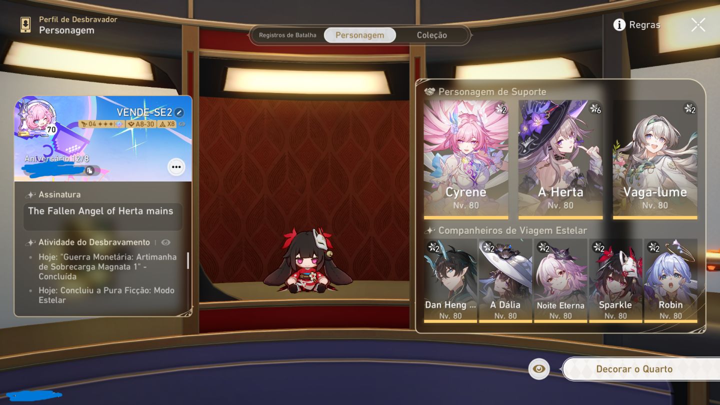 Conta whale endgame Honkai star rail com Ate E6 inclusa