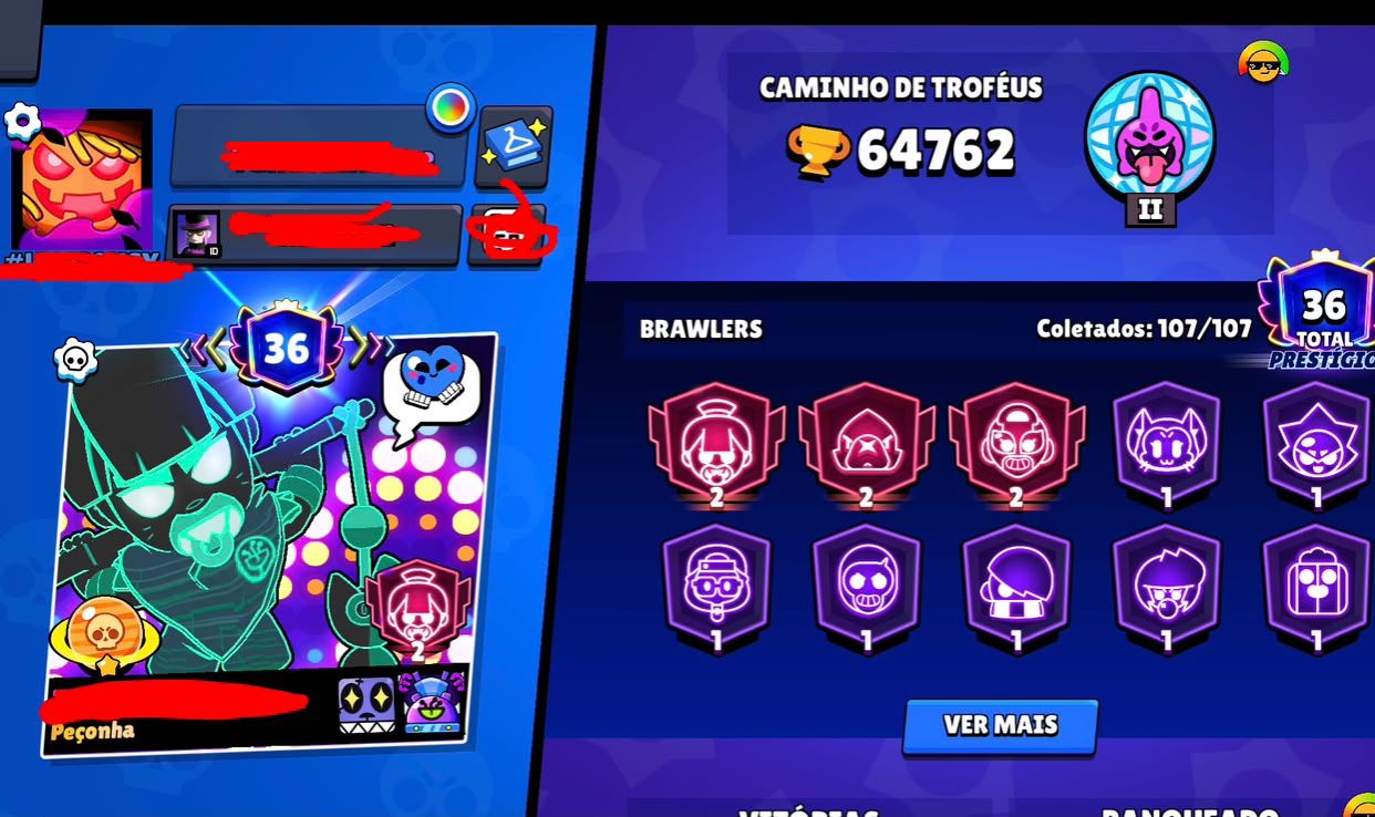CONTA DE BRAWL STARS 64K DE TROFEUS |107 BRAWLERS |PROMO