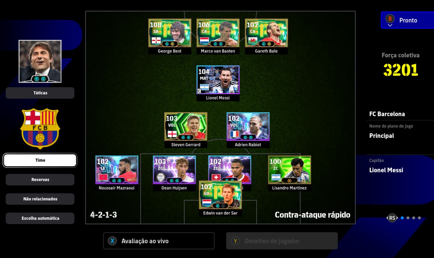 CONTA EFOOTBALL STEAM 3200 DE FORÇA E 3 JOGADORES BLITZ CURLER