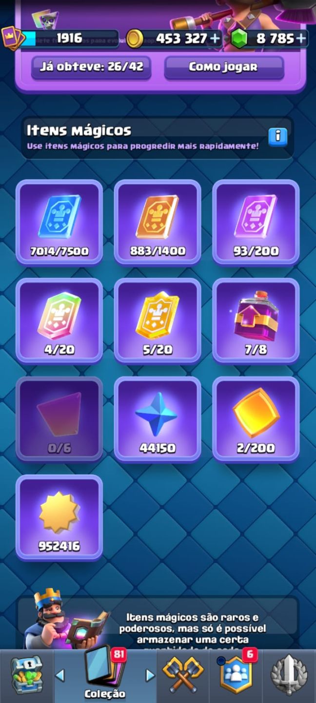 Clash Royale rei nível 16 + 8700 gemas + Full cartas + Evoluções + Heróis e mt++