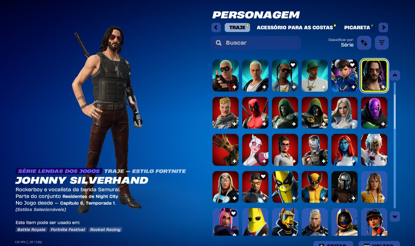 Conta de Fortnite/Epic Games Capitulo 1, Aproximadamente 115 skins