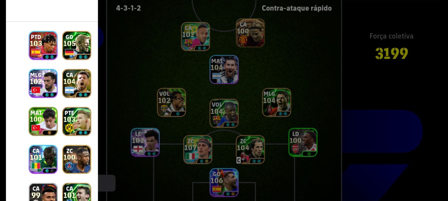 CONTA eFOOTBALL MOBILE , Yaya Touré 105, Cannavaro 107, Unai Simón 106