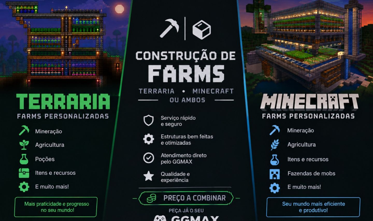 CONSTRUÇÃO DE FARMS PROFISSIONAIS MINECRAFT OU TERRARIA