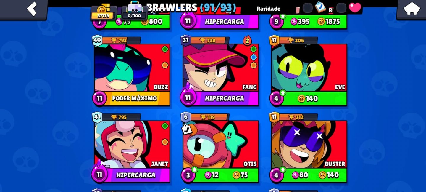 Conta Brawl Stars Rara 91/93 personagens - Vem no Certo