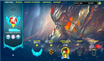 YASUO EMISSÁRIO LENDÁRIA + [ PLATINA COM MMR ALTÍSSIMO ] + [ SKINS LENDÁRIAS ]