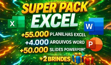 Pack Excel 55 Mil Planilhas + Word + PowerPoint + 2 Brindes/Entrega Automática