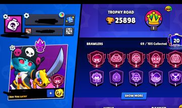 Conta brawstars com spike cartoon, cordelius cartoon entre outras skins legend