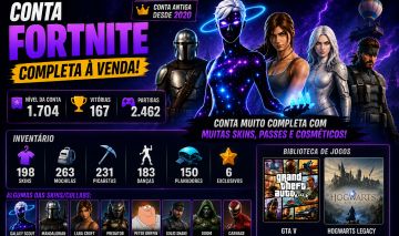 CONTA FORTNITE - LARA CROFT E MUITO MAIS