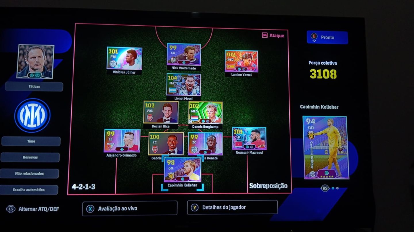 Conta Efootball Xbox/pc com Bergkamp,Yamal,Rice,Mazraoui+tecnico Lampard