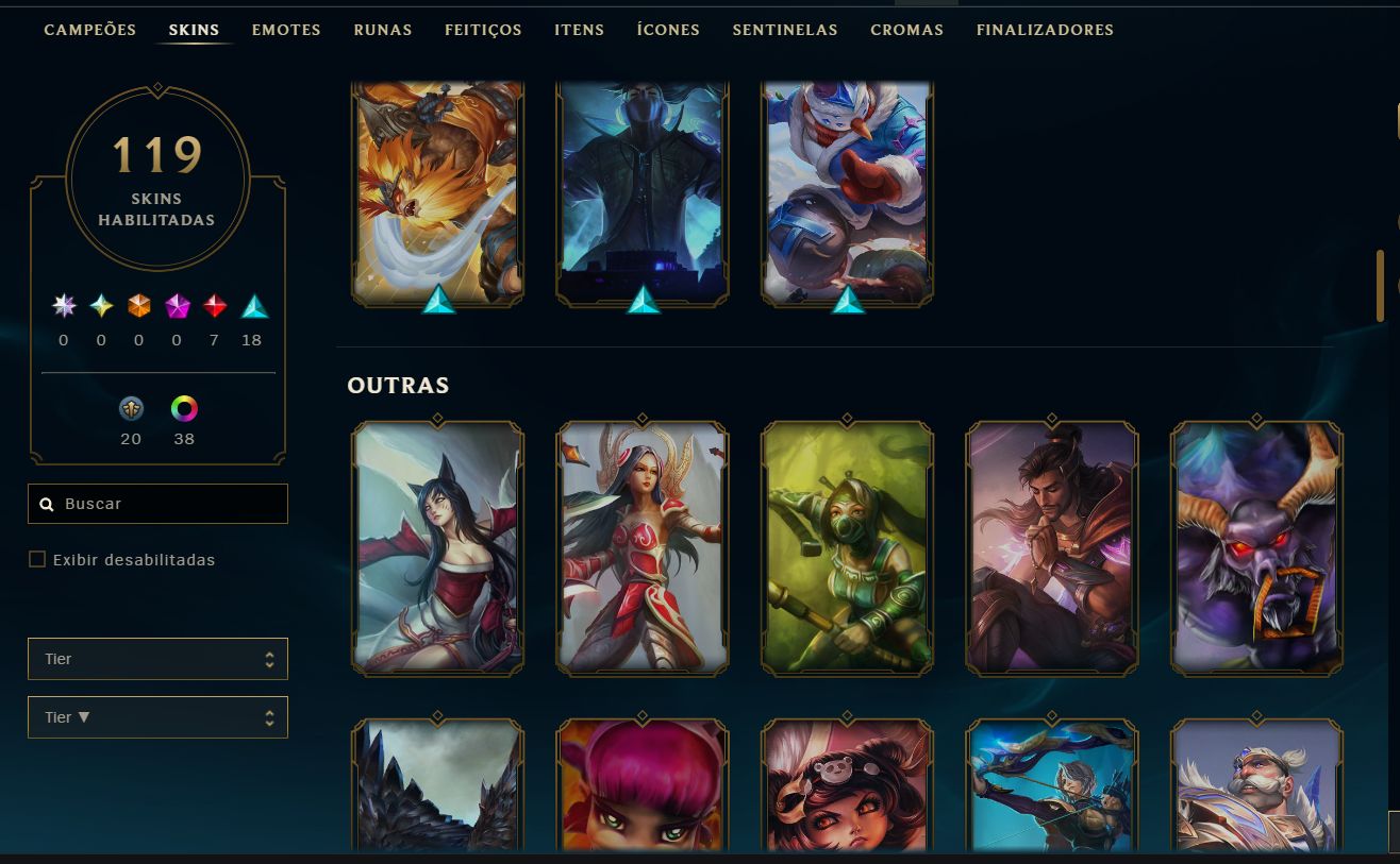 CONTA LOL MESTRE 200PDL+ / LV 101 / 119 SKINS / TODOS CHAMPS / FULL ACESSO DADOS