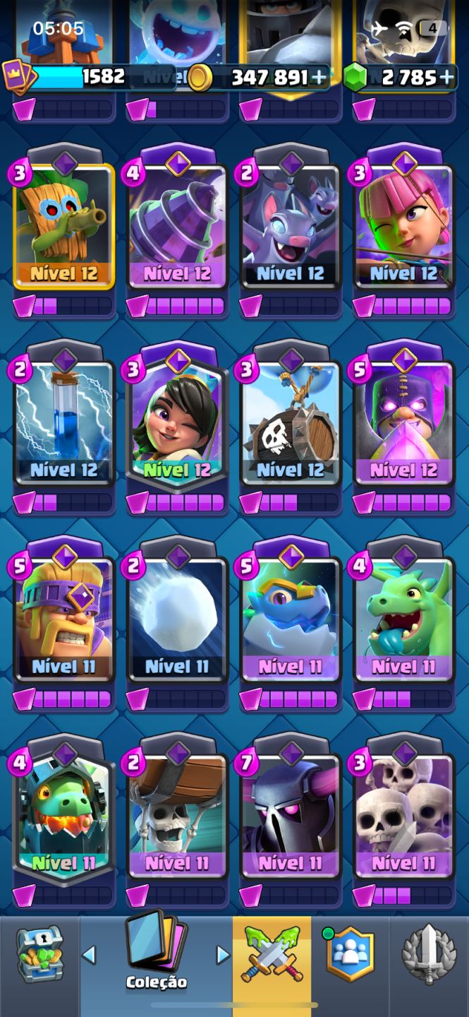 13K | 122/123 CARTAS | 2.785 GEMAS | 347K OURO | 9 CURINGAS EVO