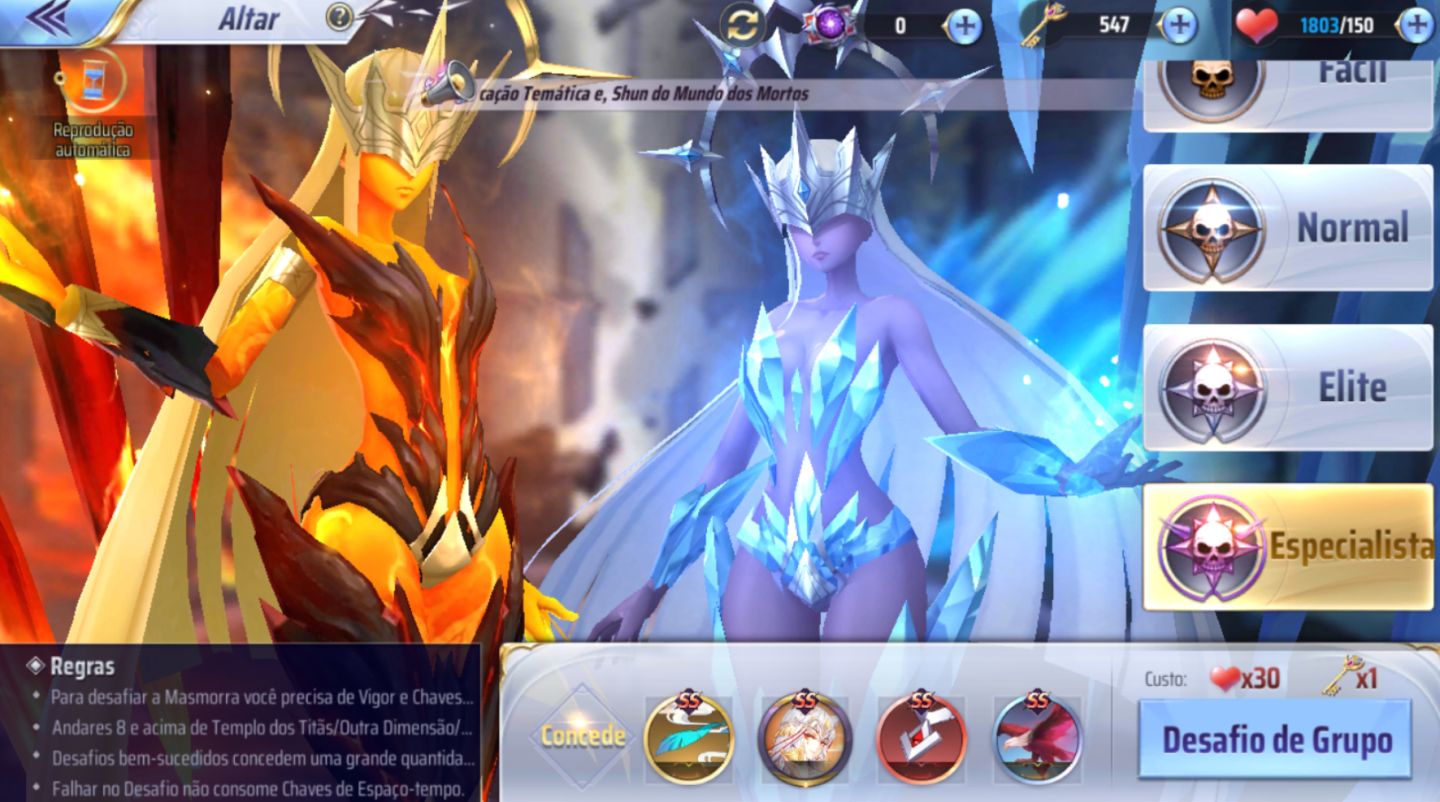 Saint Seiya Awakening sv 143 lv 41 PVE inteiro feito Shura Divino, Thanatos e +