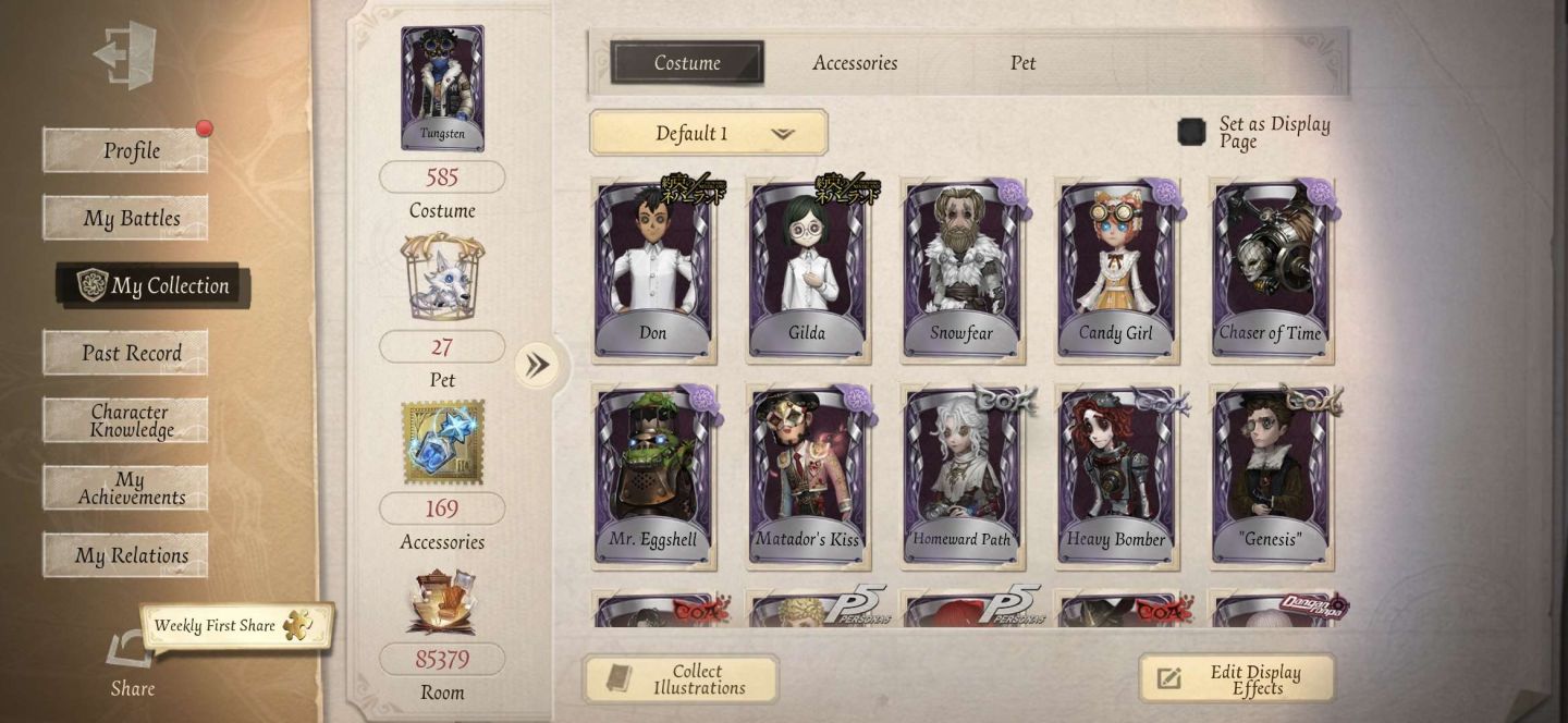 Conta identity V antiga,várias skins s e a + candy girl