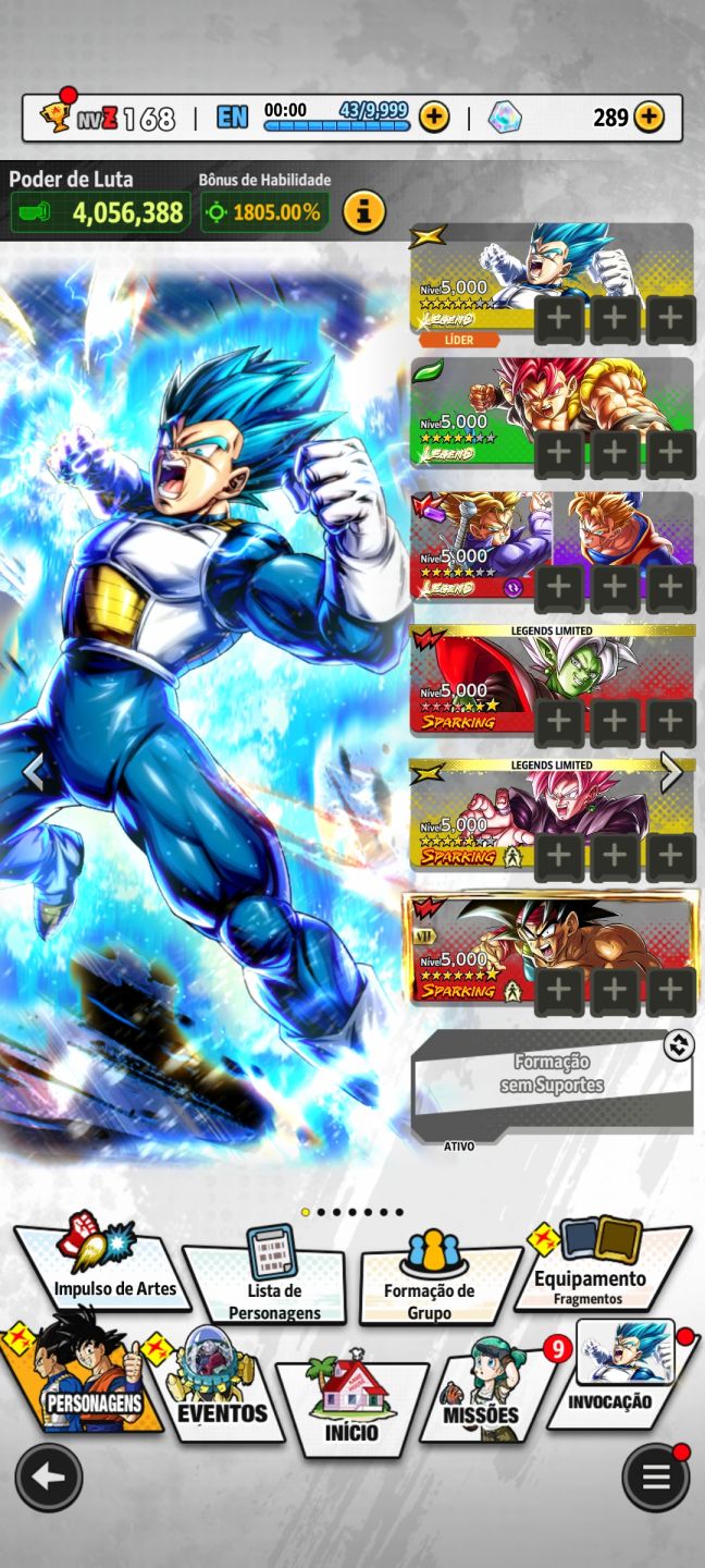 Conta de dragon ball legend com personagens bons