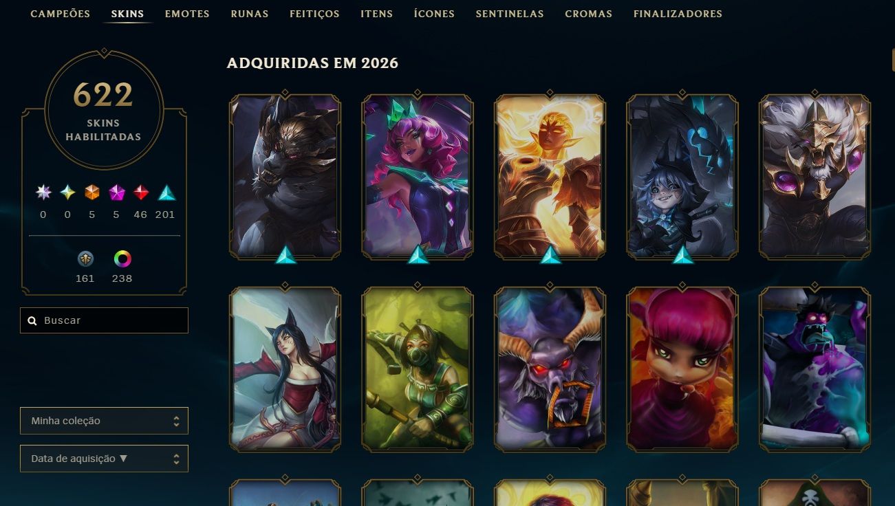 Conta Lol Premium Br Lvl 1100 | 622 Skins | Todos Os Champ