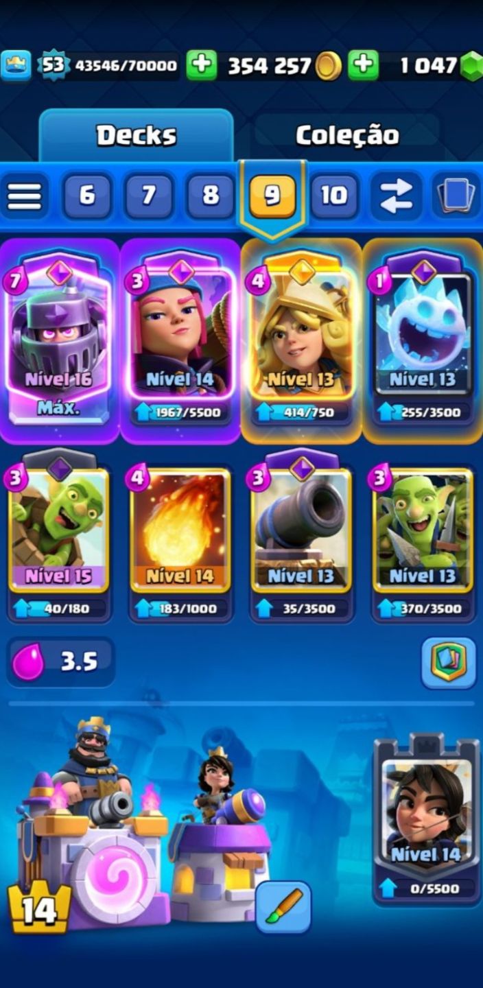 Conta Clash Royale, 10k de Trofeu, 14 Evolução e muita Carta