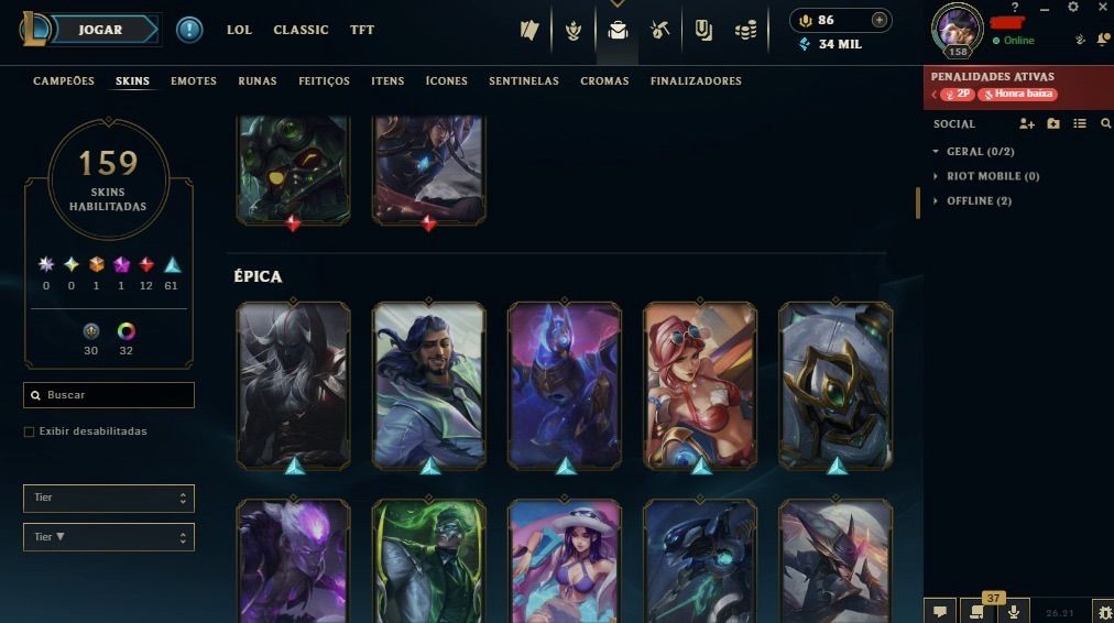 Conta main master yi | diamante 4 com 80% de WR !