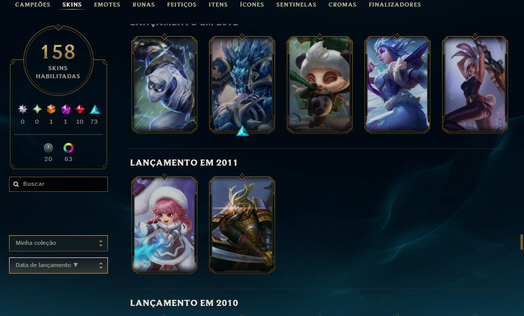 CONTA DE LEAGUE OF LEGENDS ESMERALDA TODOS OS PERSONAGENS LIBERADOS!