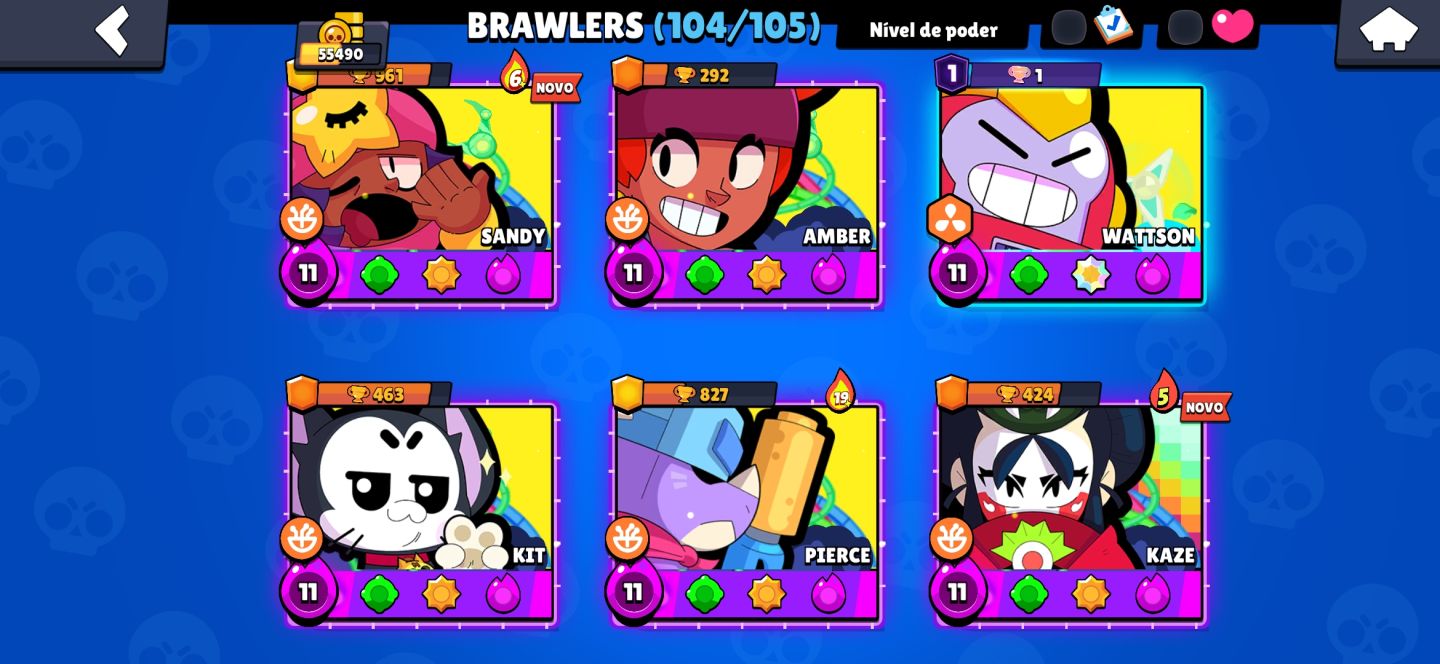 CONTA BRAWL STARS COM 63 PERSONAGENS NIVEL 11, 15 BRAWLERS COM TODOS OS BUFFIES