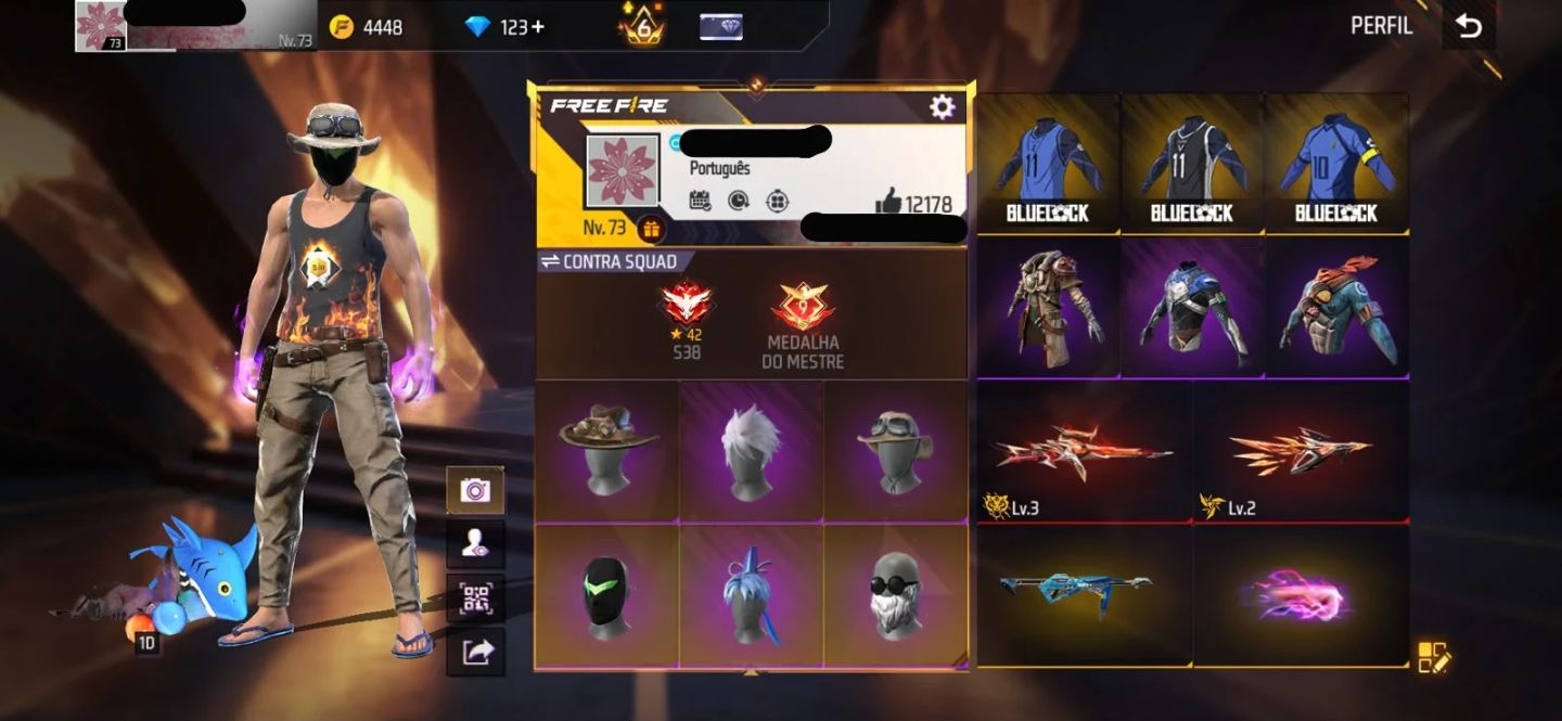 Conta Free Fire Rara Gemada com Steampunk, Angelical, Punho, Bandeirao, Barbinha