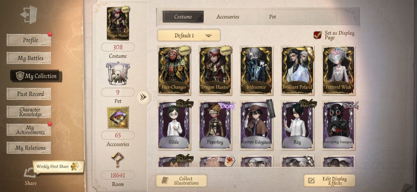 Identity v with much skins s limited and s more 6000k of fragments.